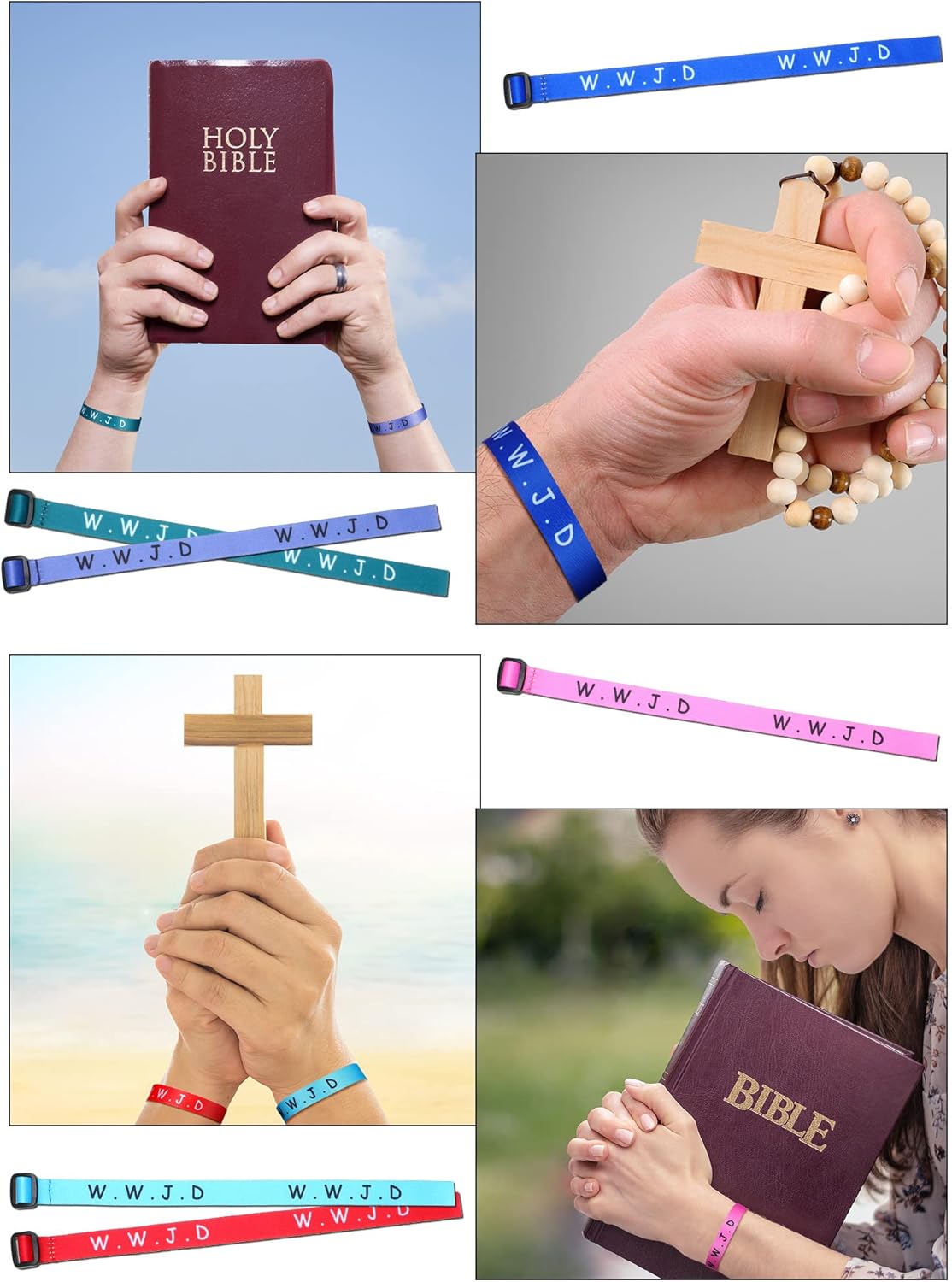 100 Pcs WWJD Bracelets What Would Jesus Do Bracelets Webbing Jesus Religious Christian Wristbands 10 Colors Woven Wristbands for Women Men - Image 6