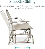 Vista 4 de Best Choice Products Columpio Deslizante de Patio para 2 Personas Banco Loveseat Balancín de Acero para Terraza, Porche con Tela Textilene, Marco