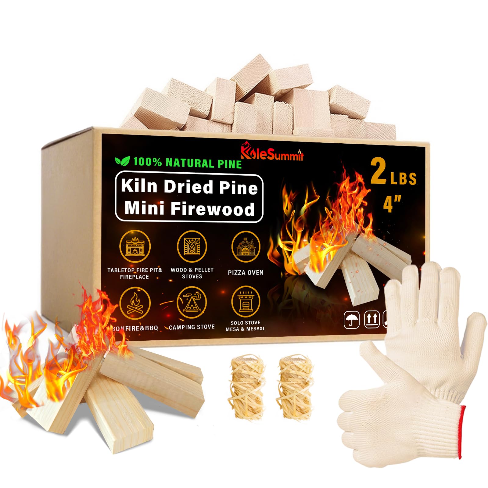 Mini Firewood 4 Inch Kiln Dried Pine for Tabletop Fire Pit 2 lb