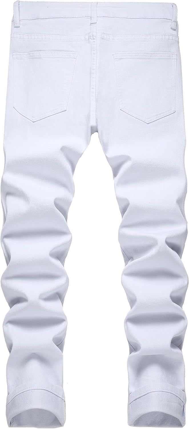 JUNBAOSS Men's Slim Fit Stretch Jeans Ripped Skinny Jeans for Men, Distressed Straight Leg Fashion Comfort Flex Waist Pants - Image 3