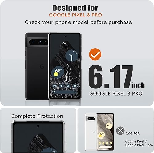 Miniatura 7 de Funda transparente para Google Pixel 8 Pro, antiamarillamiento, protección contra caídas, de grado militar, delgada, suave, flexible, de TPU, a