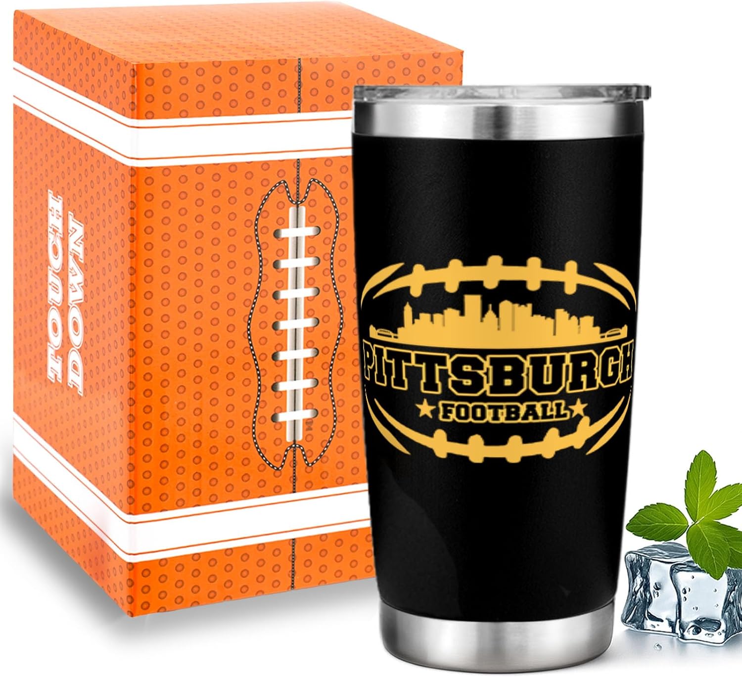 Football Fan 20 Oz Insulated Travel Coffee Cup Mug Tumbler with Lid Detroit Themed Merch Shop Men Women Sport Stuff Gear Apparel Lions Team Decor Accessories Husband Boyfriend Dad Christmas Xmas Gifts