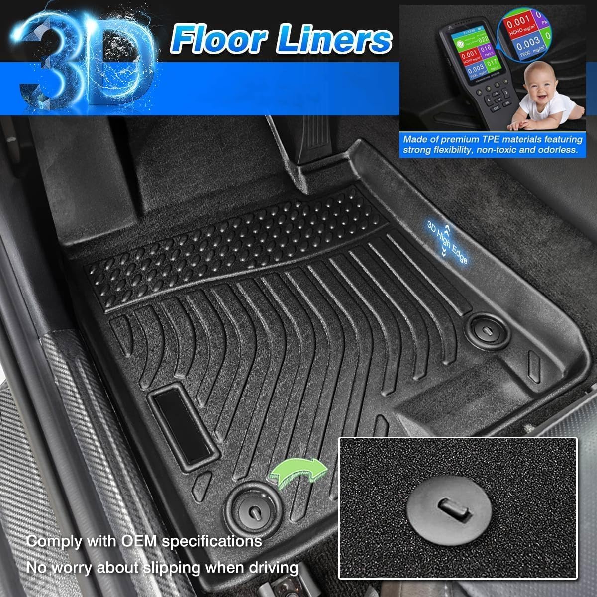 Floor Mats Fit for Subaru Ascent 2019-2025 2026 (7/8 Passenger), All Weather Floor Liner for Ascent Accessories, 3 Rows Full Set Car Floor Mats Heavy Duty
