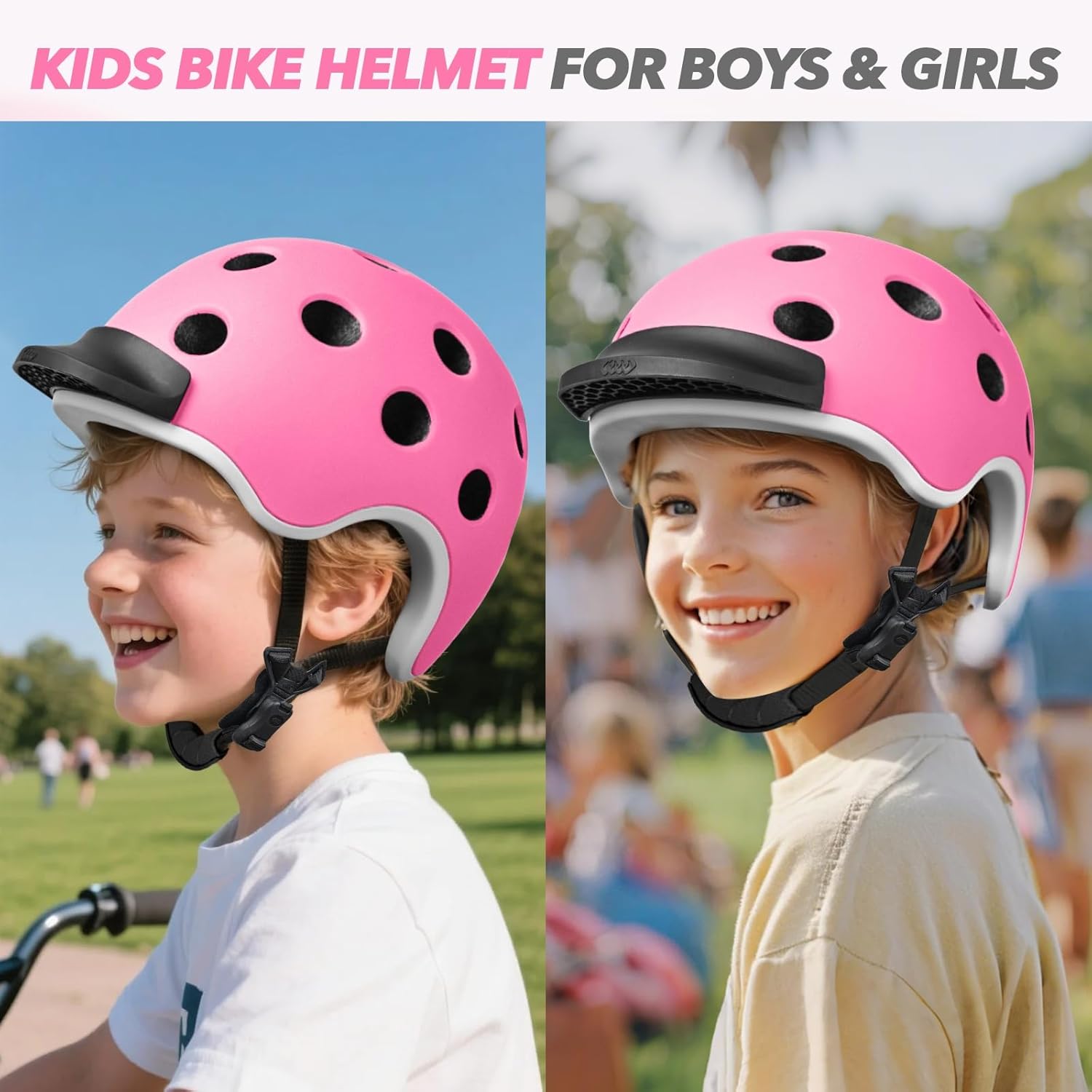 Wemfg Kids Bike Helmet for 5-8-14 Magnetic Buckle Skateboard Helmet for Boys Girls Child Youth Adjustable Lightweight Ventilation and Multi-Sports Scooter Cycling Roller Balance