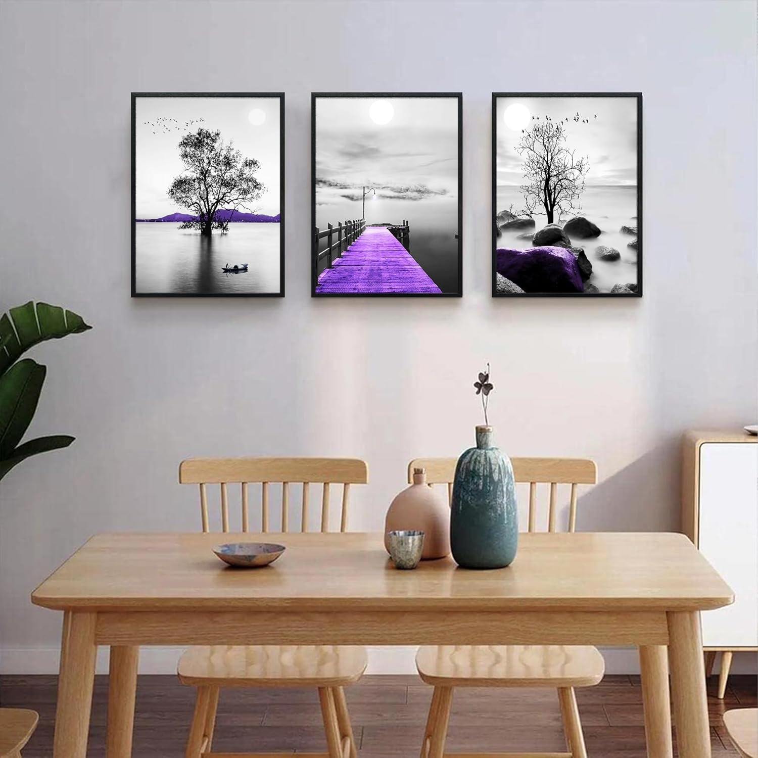 DZRWUBHS Wall Art, 3pcs 12x16in Black Framed Canvas, Modern Bathroom Wall Decor Painting, Abstract Wall Art for Living Room, Bedroom, Kitchen, Dormitory