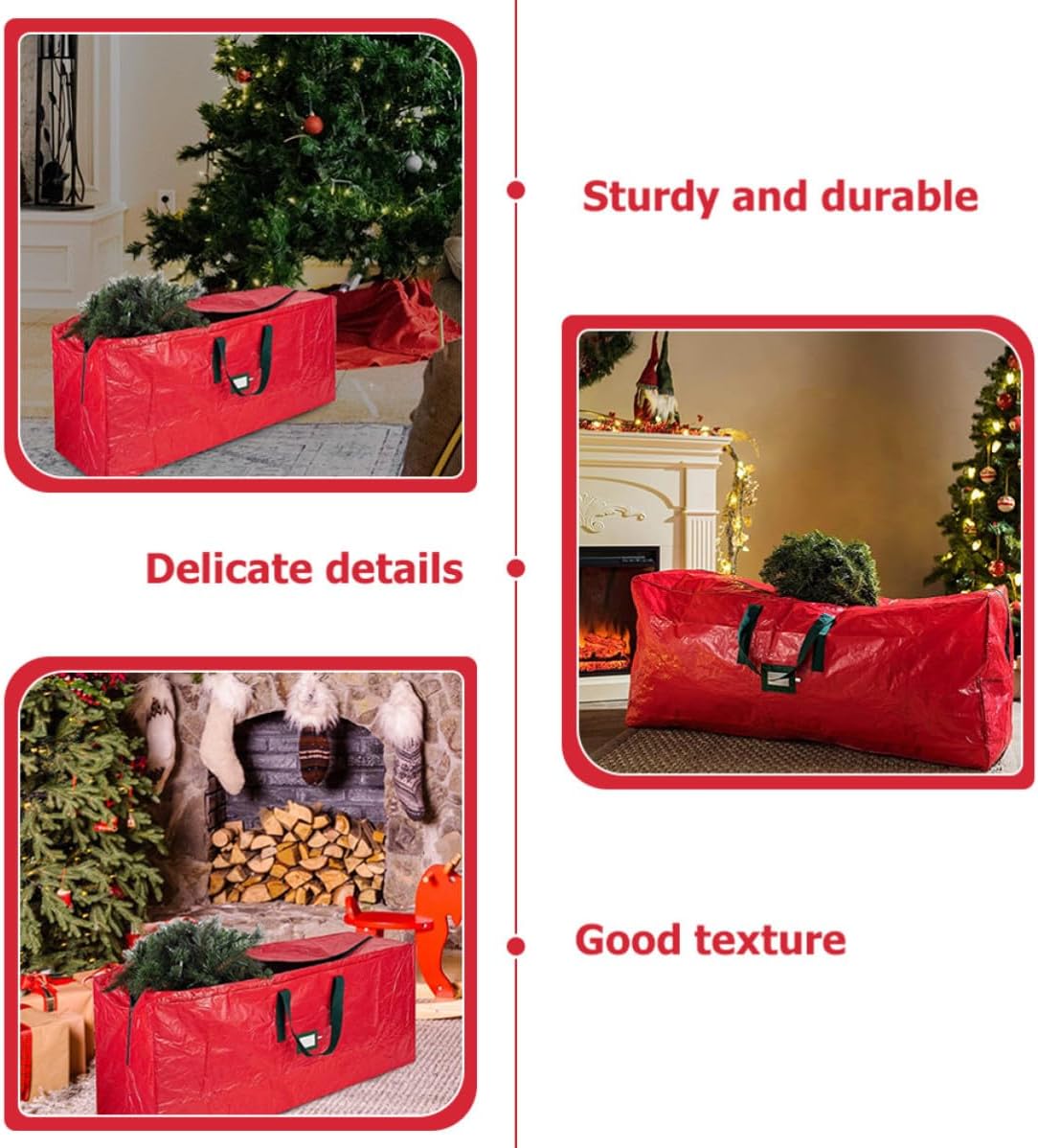 Waterproof Xmas Tree Storage Bag with Reinforced Handles, Zippered PE