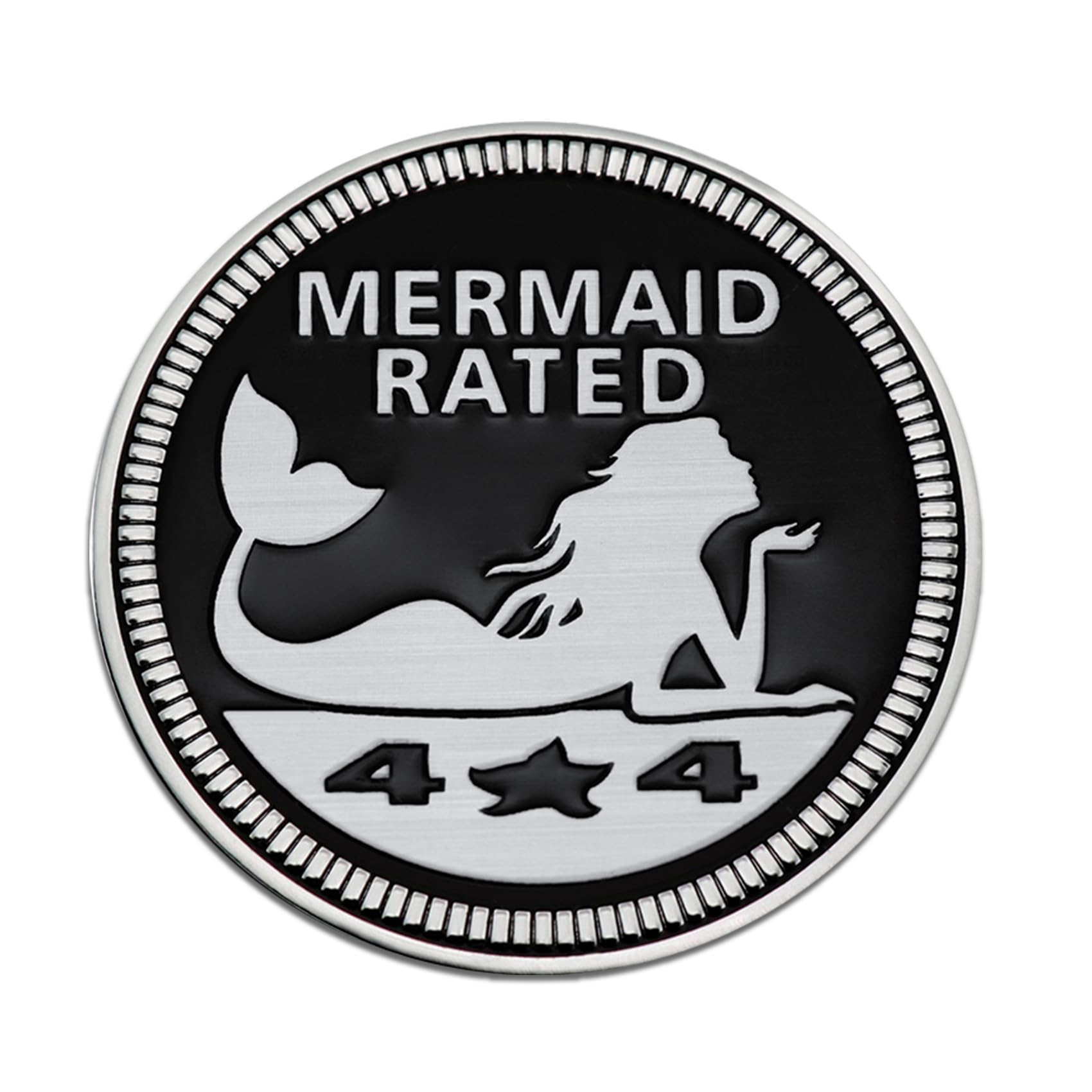 Mermaid Badge Rated Car Emblem, 4 x 4 3D Metal Car Badge Decals Stickers Round Emblem Decals, Universal Exterior Decorations Accessories Emblems Badge for Jeep Wrangler Vehicles Truck SUV RV