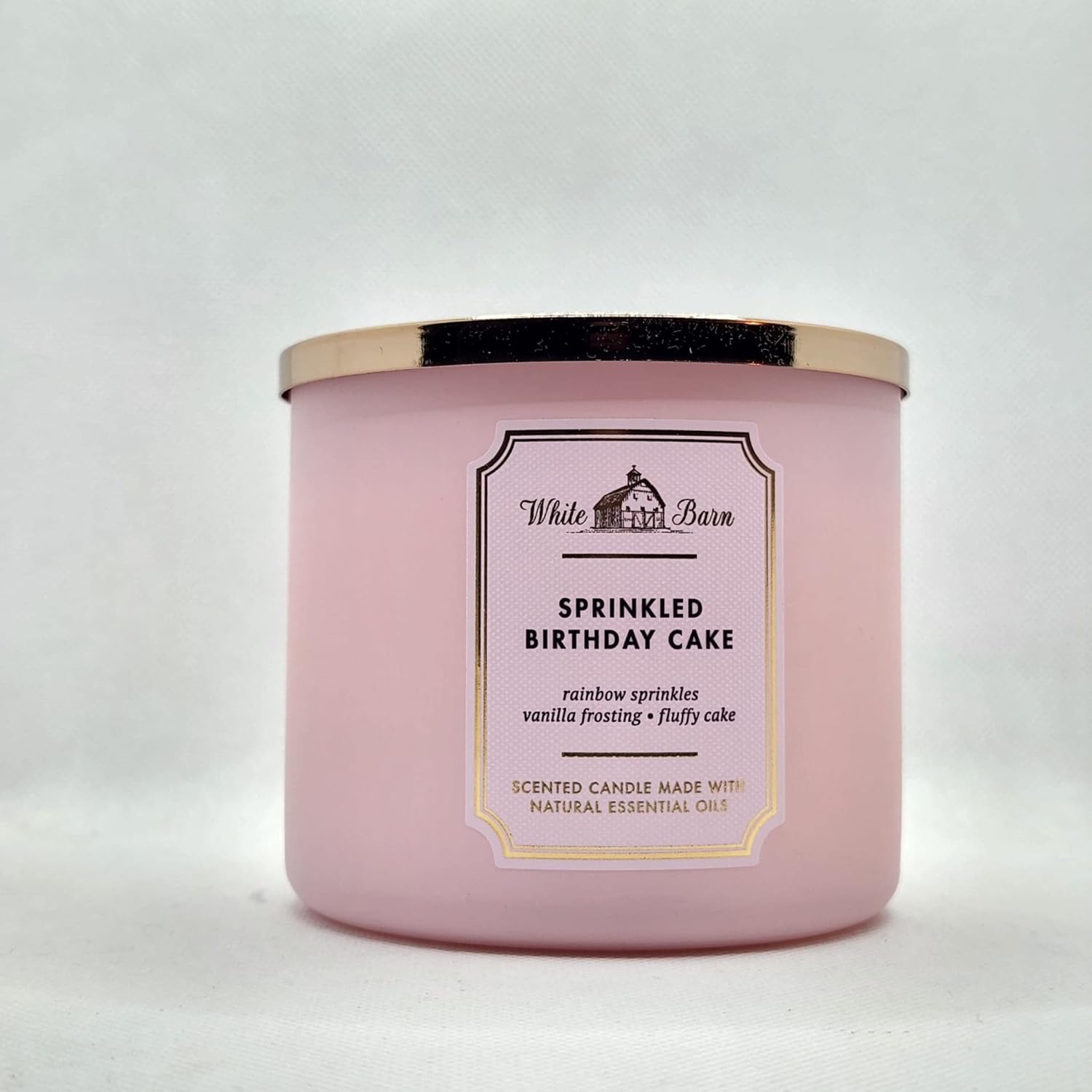Bath & Body Works, White Barn 3-Wick Candle w/Essential Oils - 14.5 oz - New Core Scents! (Sprinkled Birthday Cake)