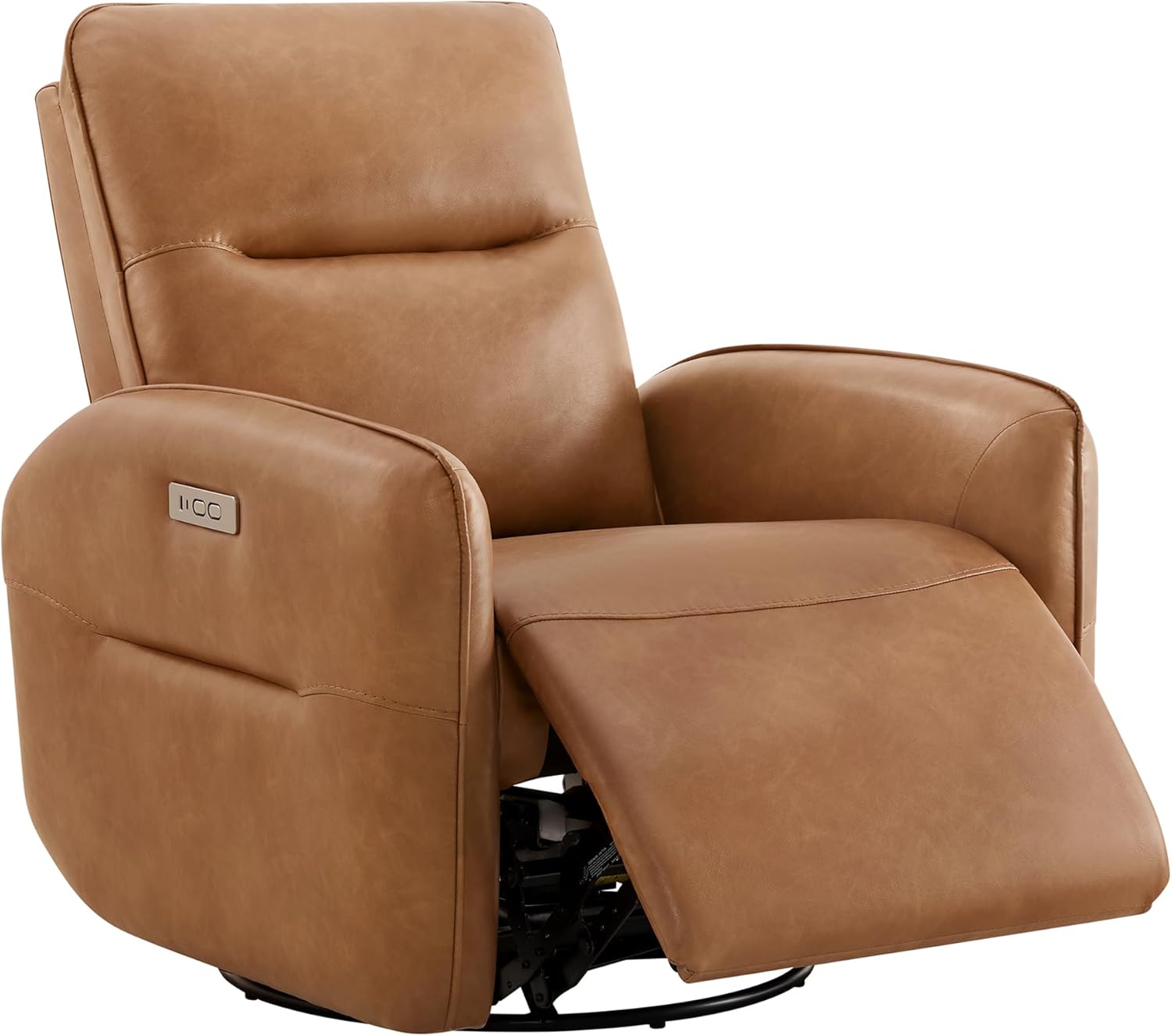 CHITA Faux Leather Power Recliner Chair, Swivel Glider Recliner for Adults, Nursery Rocking Chair with USB & Type-C Charging for Living Room, Bedroom, Camel