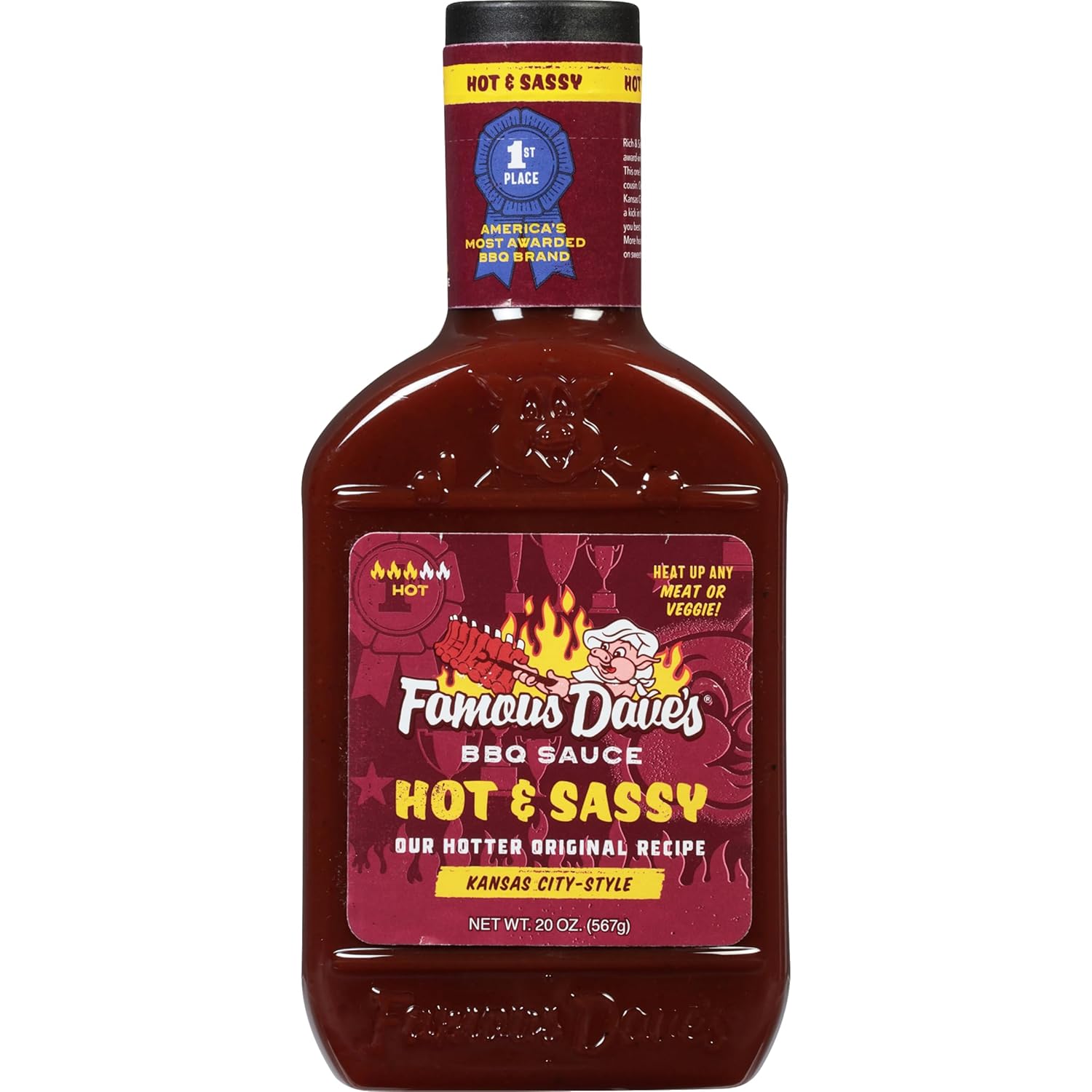 Famous Dave's - 6 pck, Hot & Sassy BBQ Sauce (120 oz.)
