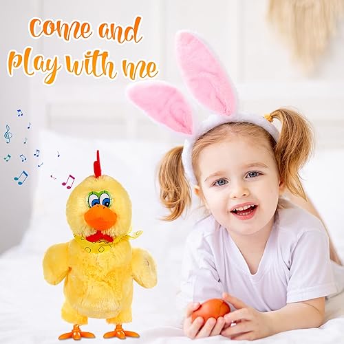 Vista 12 de SOMOYA Pollo Poner Huevo Juguetes Eléctrico Peluche Loco Juguete Bailando con Sonido Música Animales Juguete Pascua Juguetes Blanco