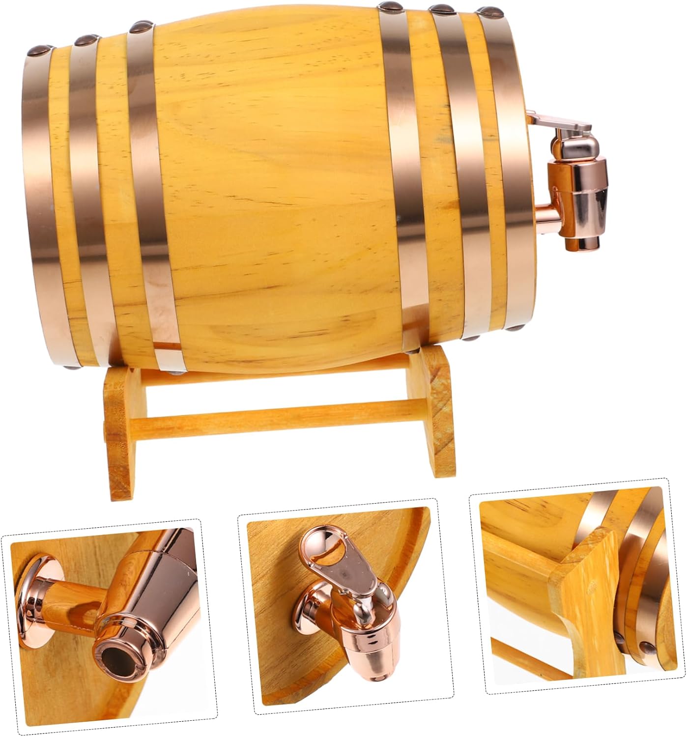 Garneck 1set Wine Barrel Dispenser Stand Vintage Mini Oak Cask for Storing and Dispensing Red Wine Capacity for Gatherings and Special Occasions
