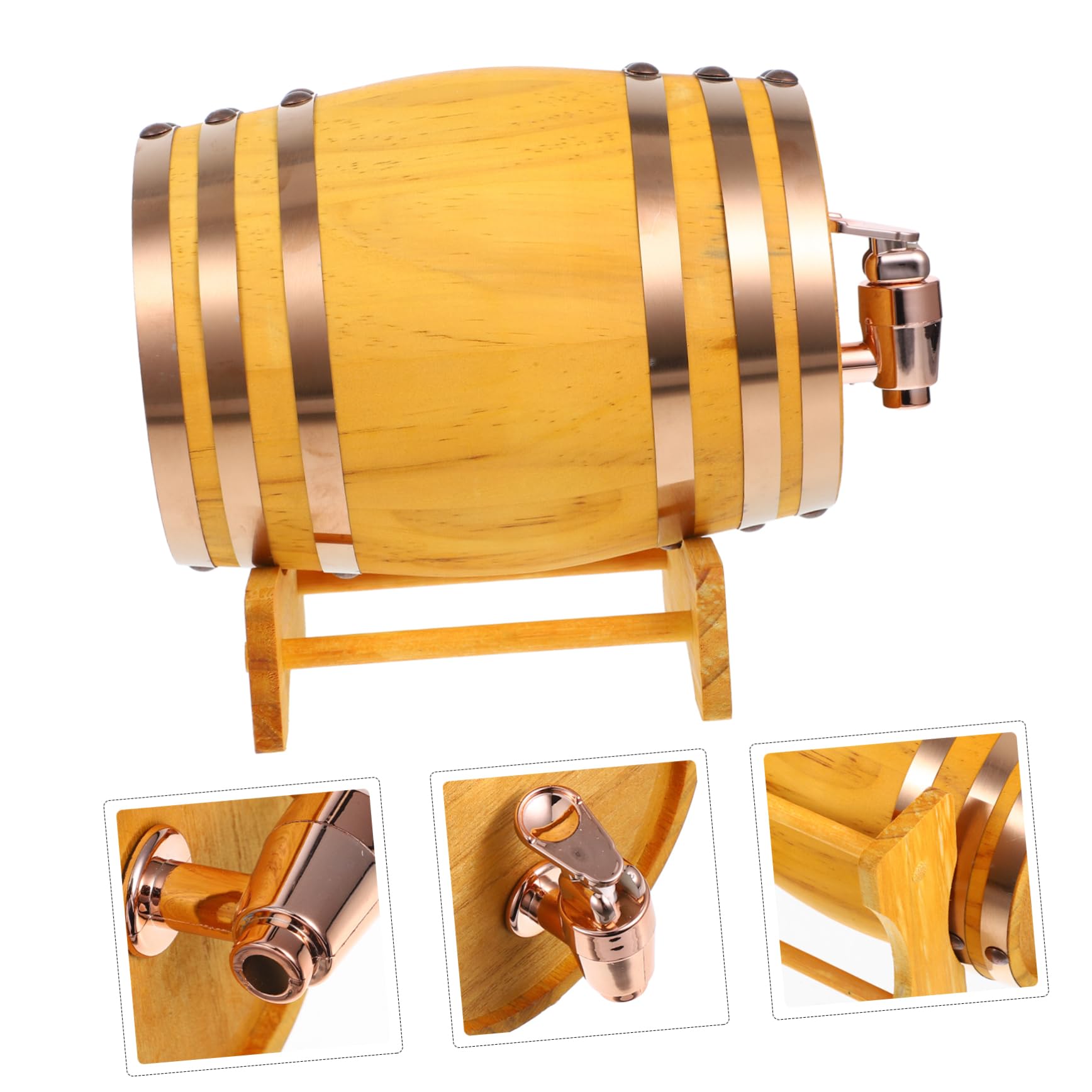 Botte in Legno da 1l Rubinetto in Resina e Supporto, Design Vintage e Compatto per Vino e Degustazione