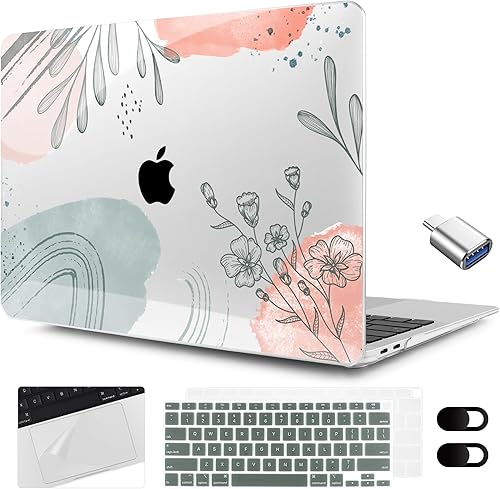 MEEgoodo Funda transparente para MacBook Air de 13.3 pulgadas 2021 2020 2019 2018 A2337 M1 A2179 A1932, funda transparente para MacBook Air M1 con