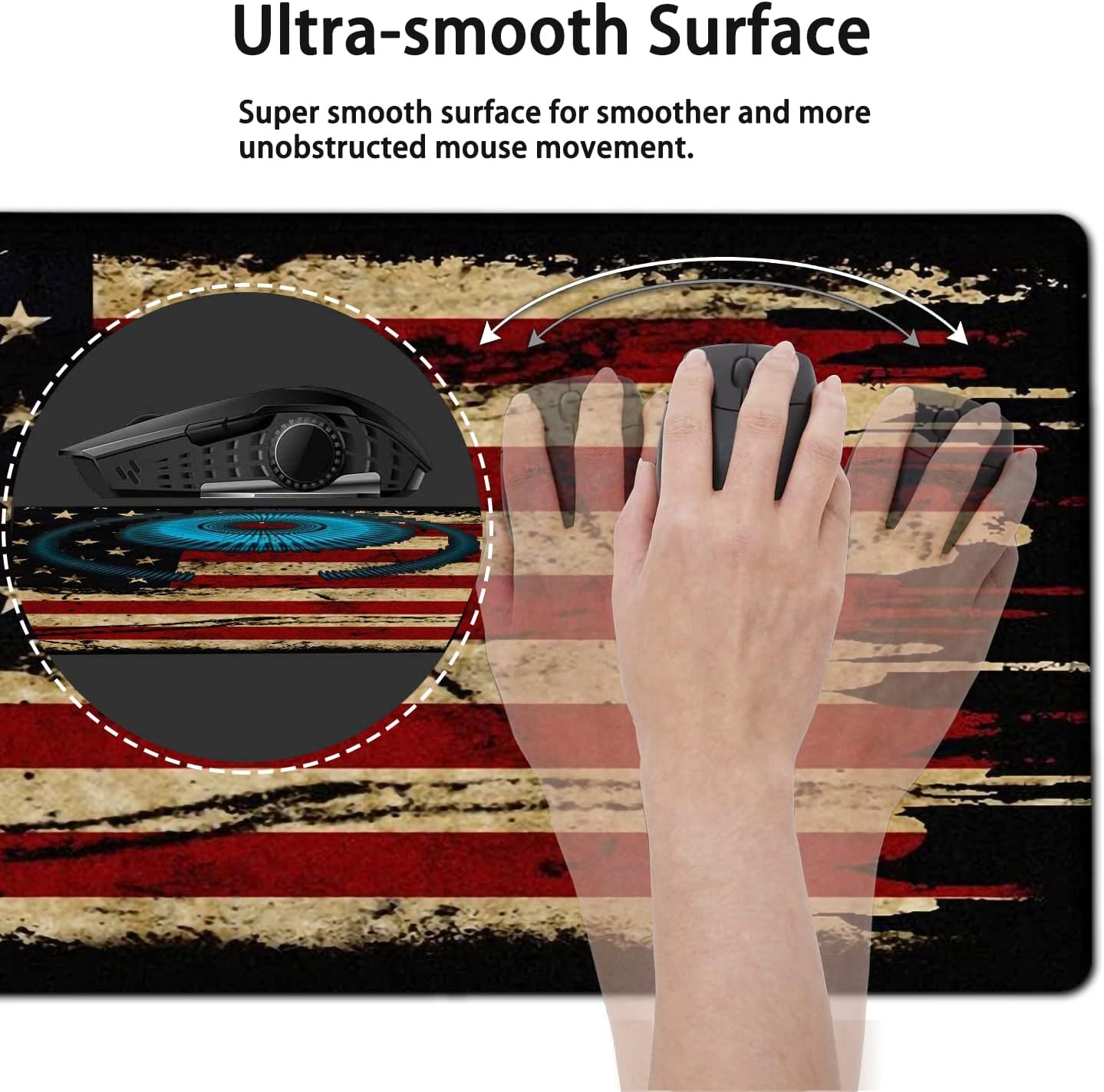 Mouse Pad Wrist Support Set, Extended Gaming Mouse Pad and Ergonomic Memory Foam Keyboard Wrist Rest for Office,Home, XXL Waterproof Writing pad Large Desk Pad, Vintage American Flag Mouse Mat