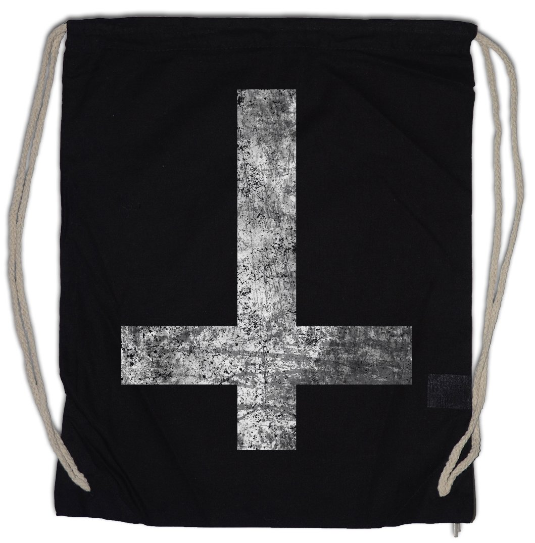 SATANIC CROSS Bolsa De Cuerdas Symbol Pentagram 666 Sign Double Kreuz