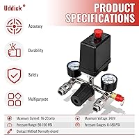 Vista 6 de Interruptor de control de presión del compresor de aire con válvula de control regulador de manómetro,Piezas del compresor de aire del regulador
