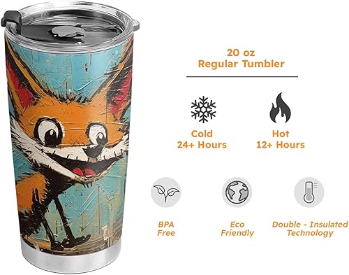 Miniatura 7 de ORCAE Regalos de zorro de 20 onzas para los amantes de los zorros, regalos de café para los amantes del café, genial, divertido, lindo vaso de café