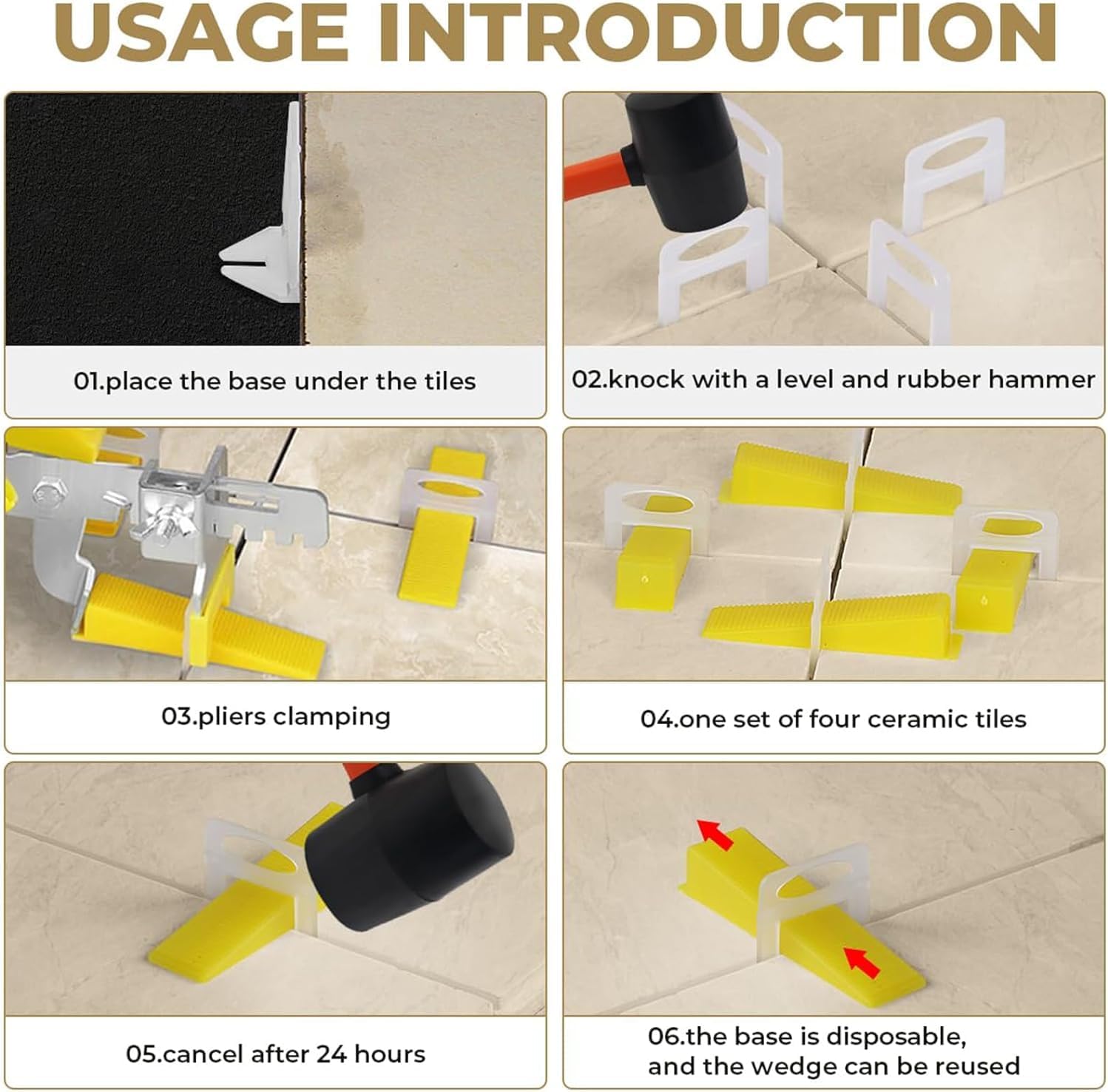 Tile Leveling System Tiles Leveler Spacers - Lippage free tile and stone installation for PRO and DIY - 400-Piece Leveling Spacer Clips (1/8 Inch)