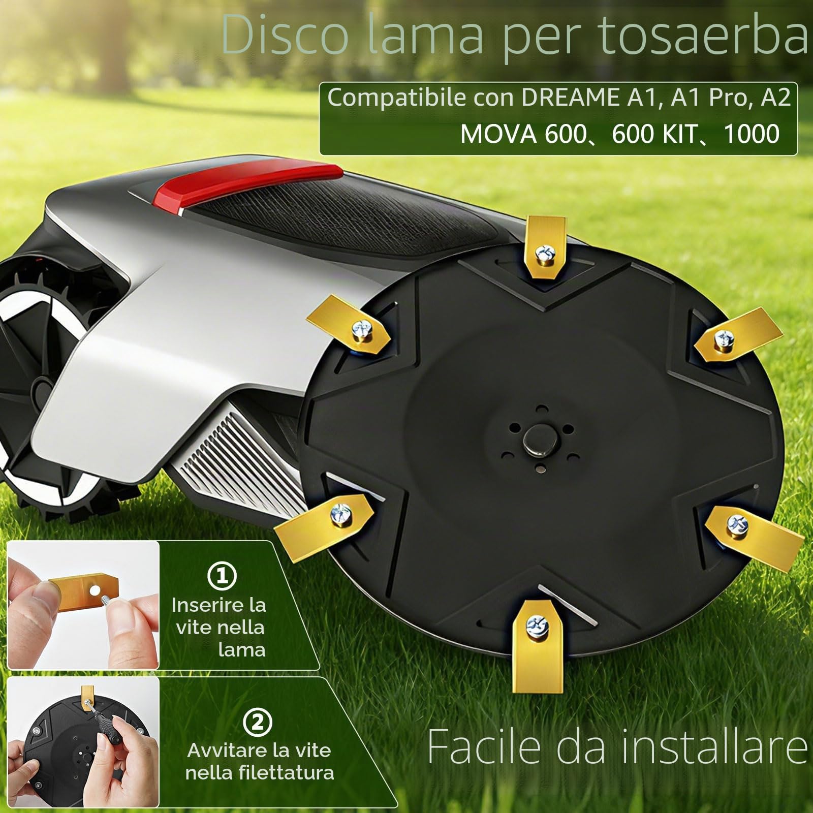 Disco di Taglio + 30 Lame, Compatibile con DREAME A1 A1 PRO A2 | compatibile con MOVA 600 600 KIT 1000 piastra con lame