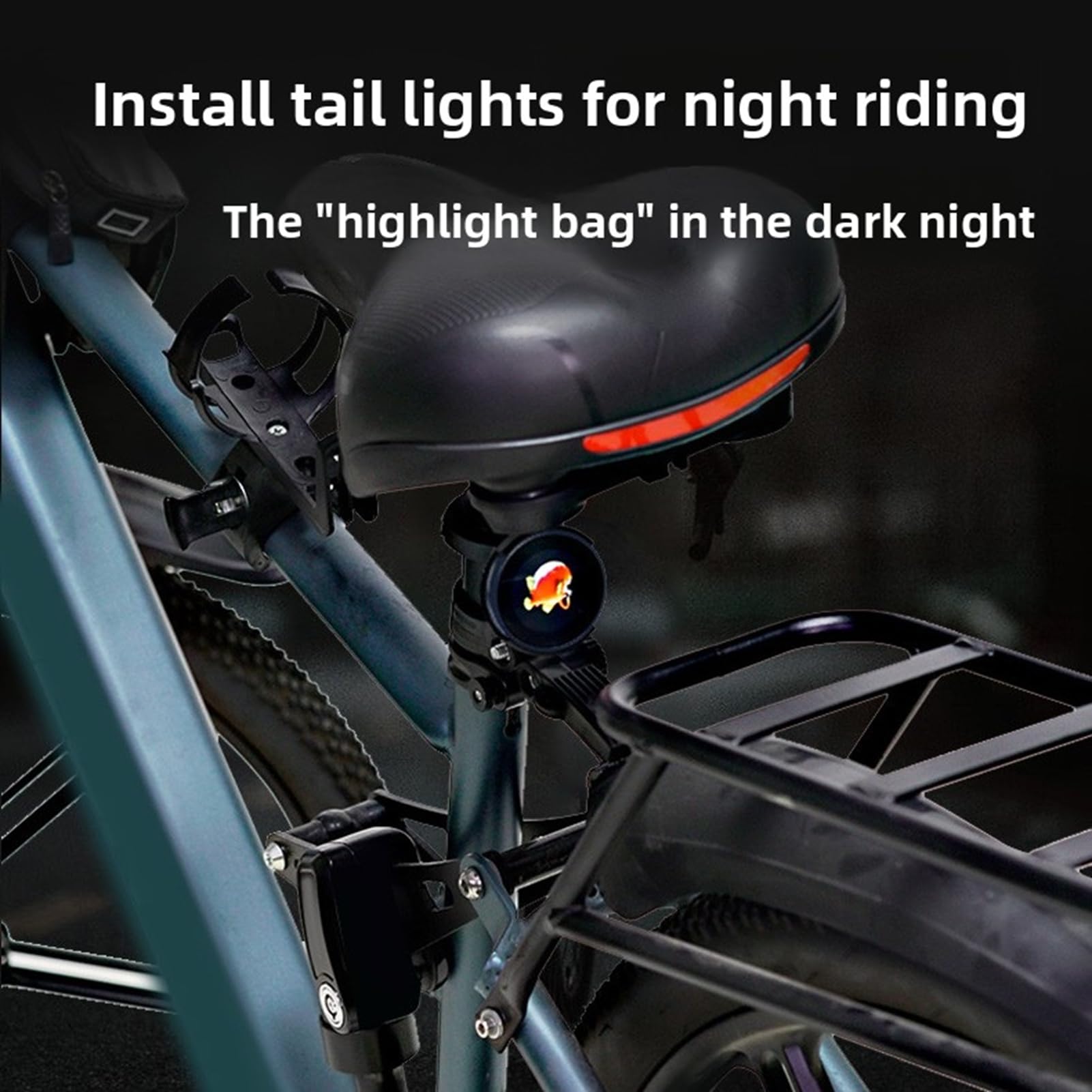 Bewinner Luz Trasera Inteligente para Bicicleta, Luz Trasera para Bicicleta con Sensor de Freno de Disfraz con Pantalla HD de 1,9 Pulgadas, LED con Electrónica Divertida con