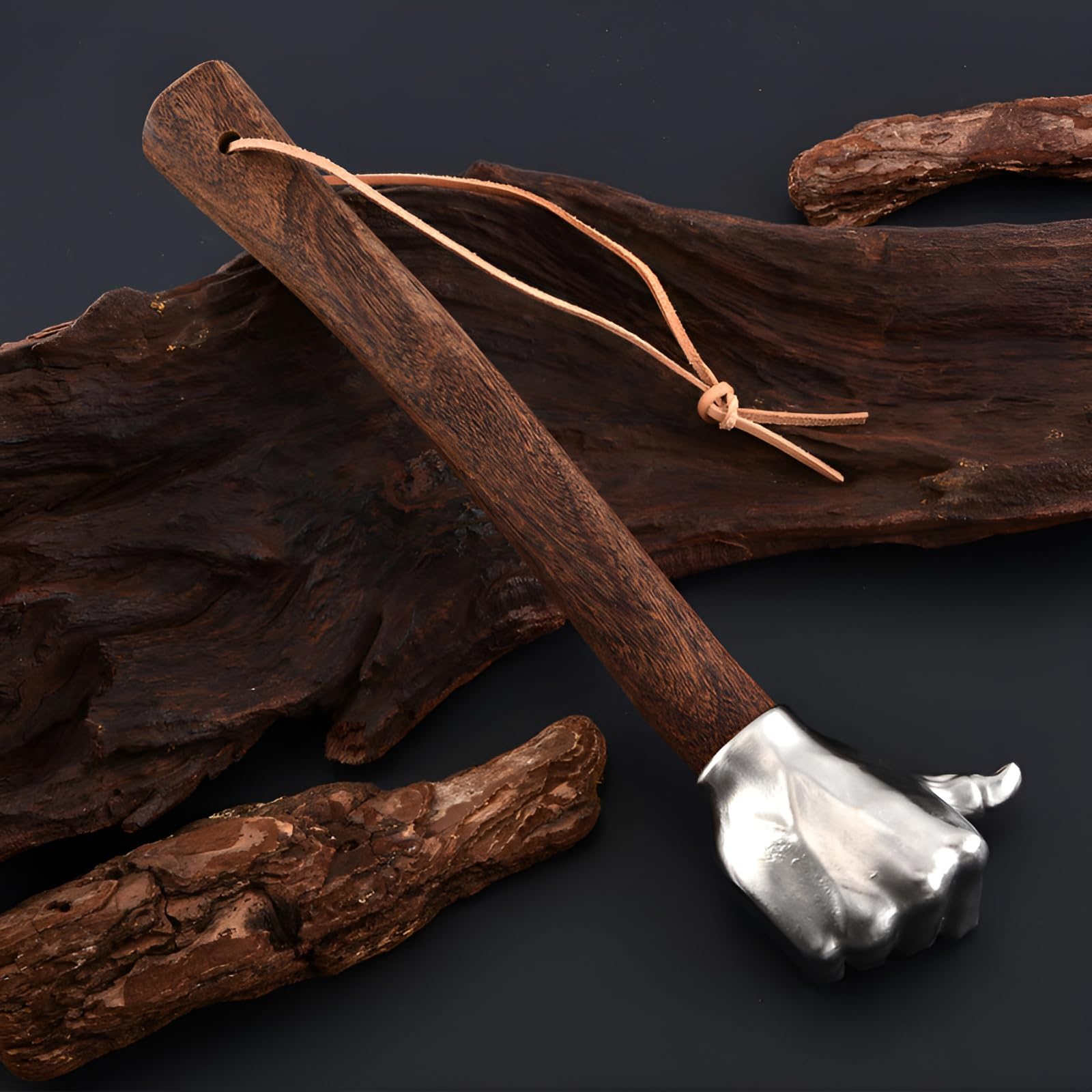 PAEFIU Faustformhammer aus Edelstahl, Handhammer mit Hickory Holzstiel, Faust-Kopf Hammer, 1 KG, Multifunktionales HardwareWerkzeuge, für Gartenarbeit, Haushalt, Auto Notfall & DIY Projekte (Stil 2)