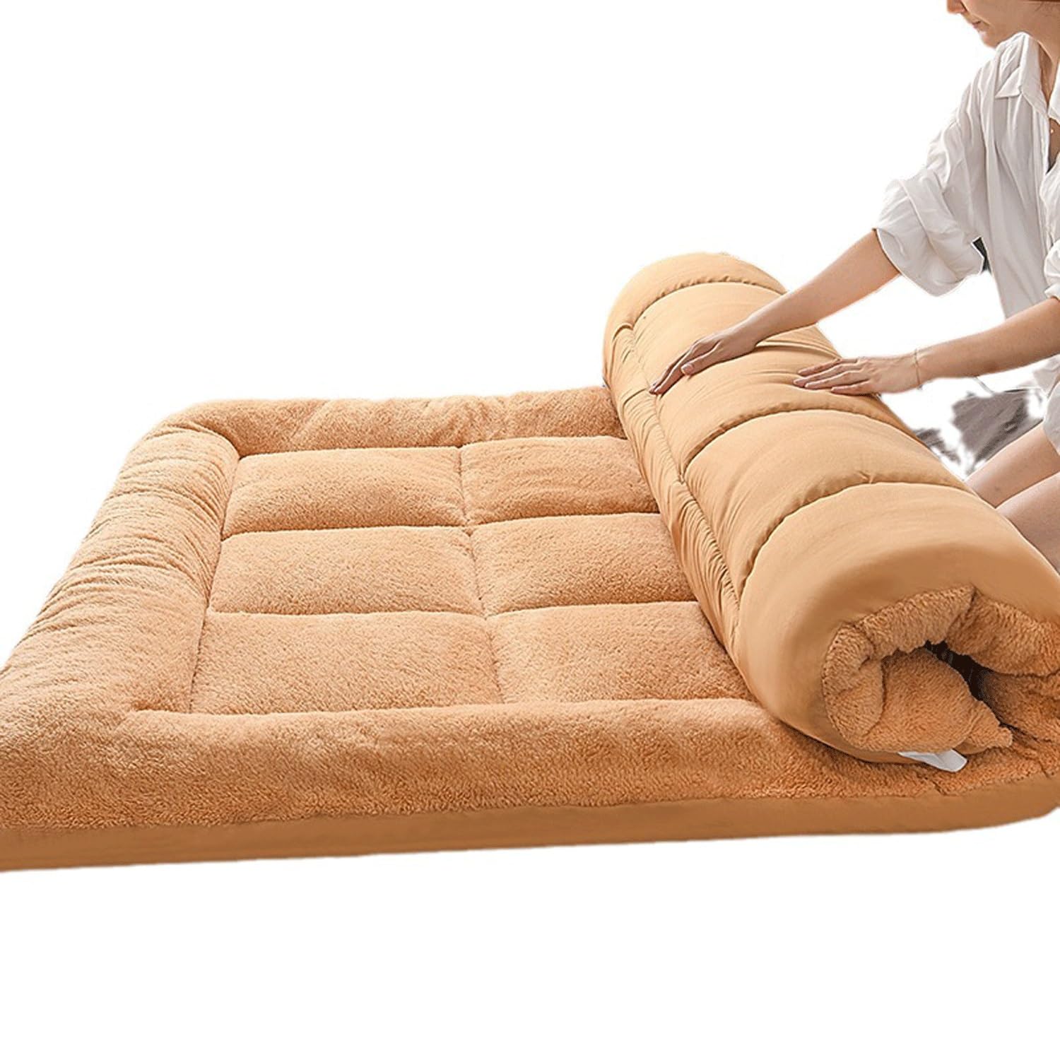 Foldable Tatami Japanese Floor Mat Futon Mat Thickened Japanese Futon Mattress Single Japanese Futon For Single Double Queen Bed(Yellow,180 * 200cm)