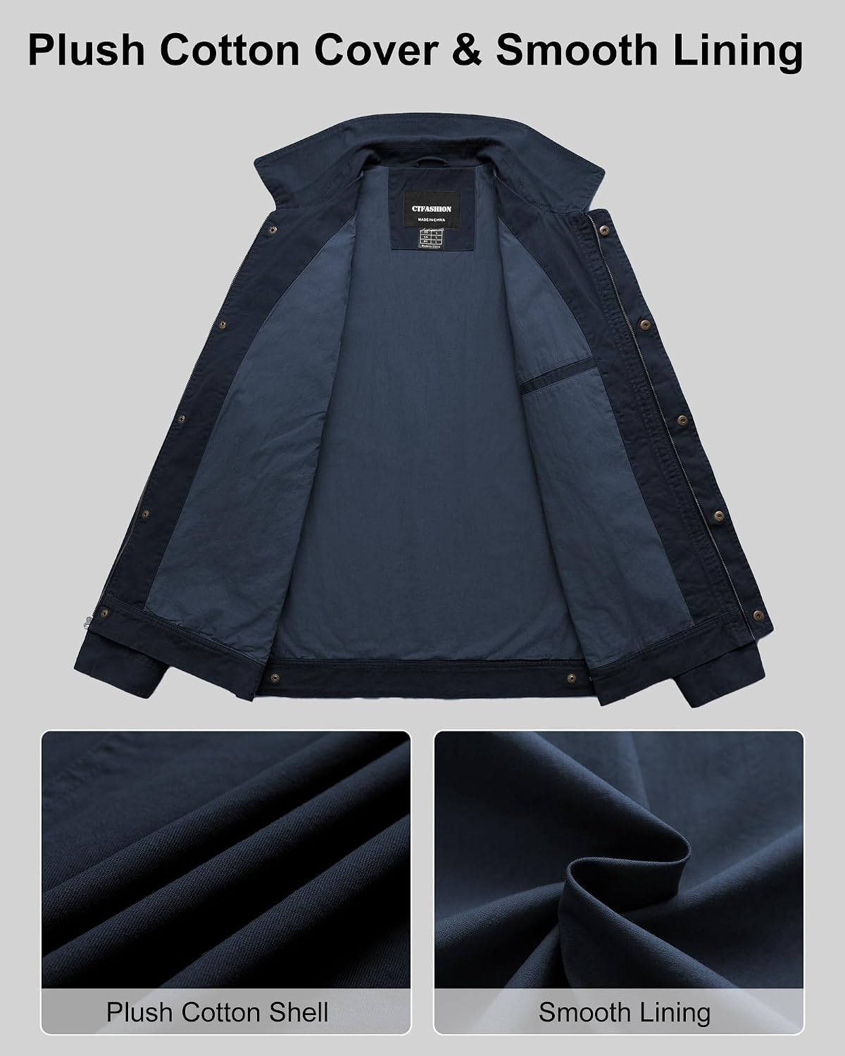 Men's Military Jacket Cotton Lightweight Coats Canvas Field Work Bomber Casual Stylish Fall Spring Outerwear image 3