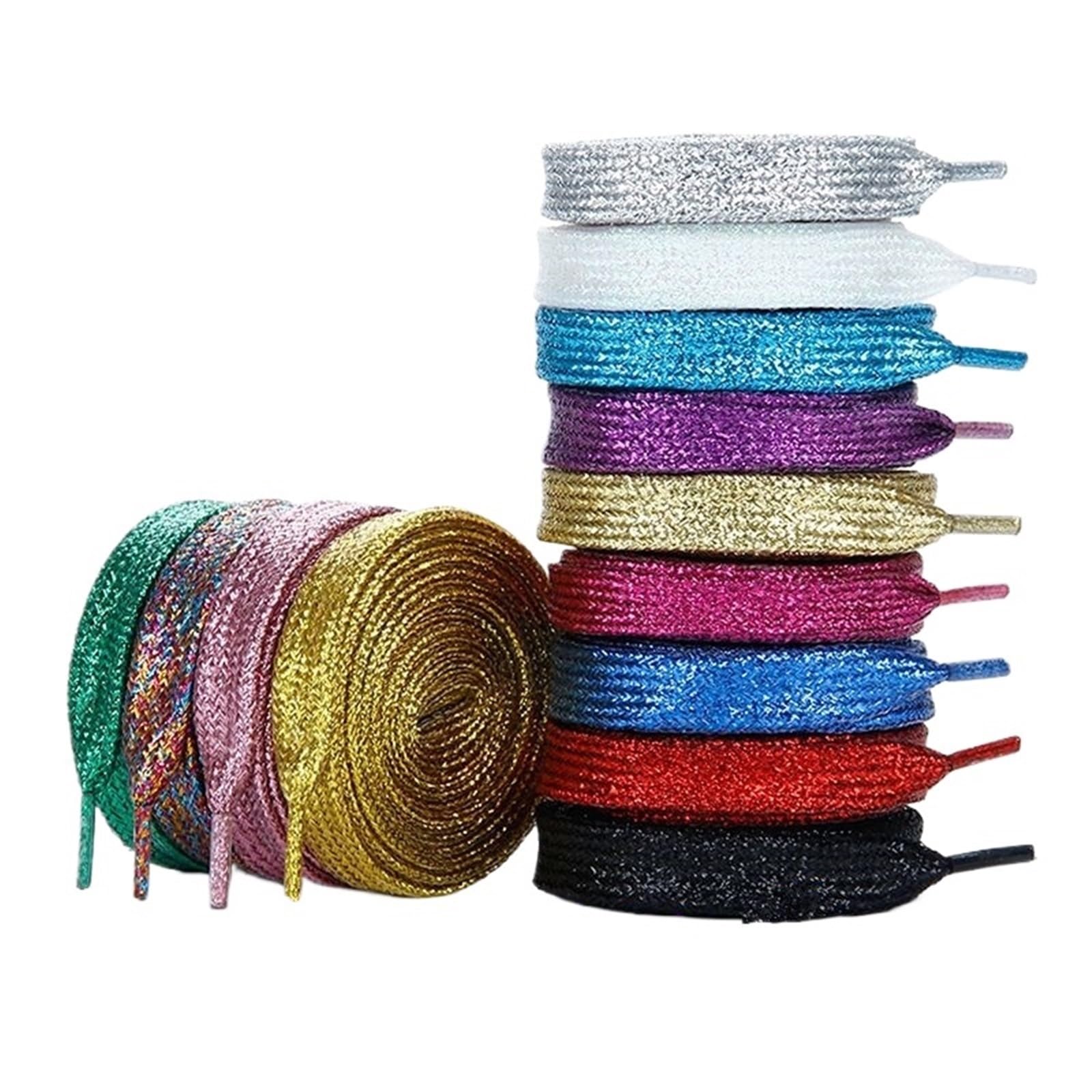 10 pares de cordones brillantes dorados y plateados for zapatillas deportivas Para Zapatos Casuales
