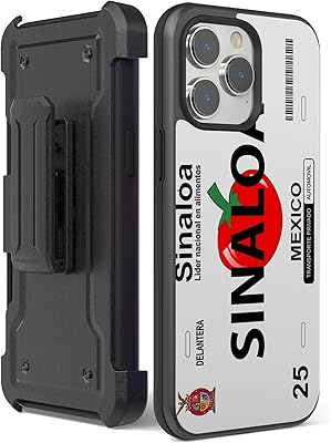 Phone Case and Belt Clip Holster Compatible with iPhone 14 Pro Max, Duo Shield Full Body Shockproof Design Reinforced Corners Drop Protection Sinaloa Plate