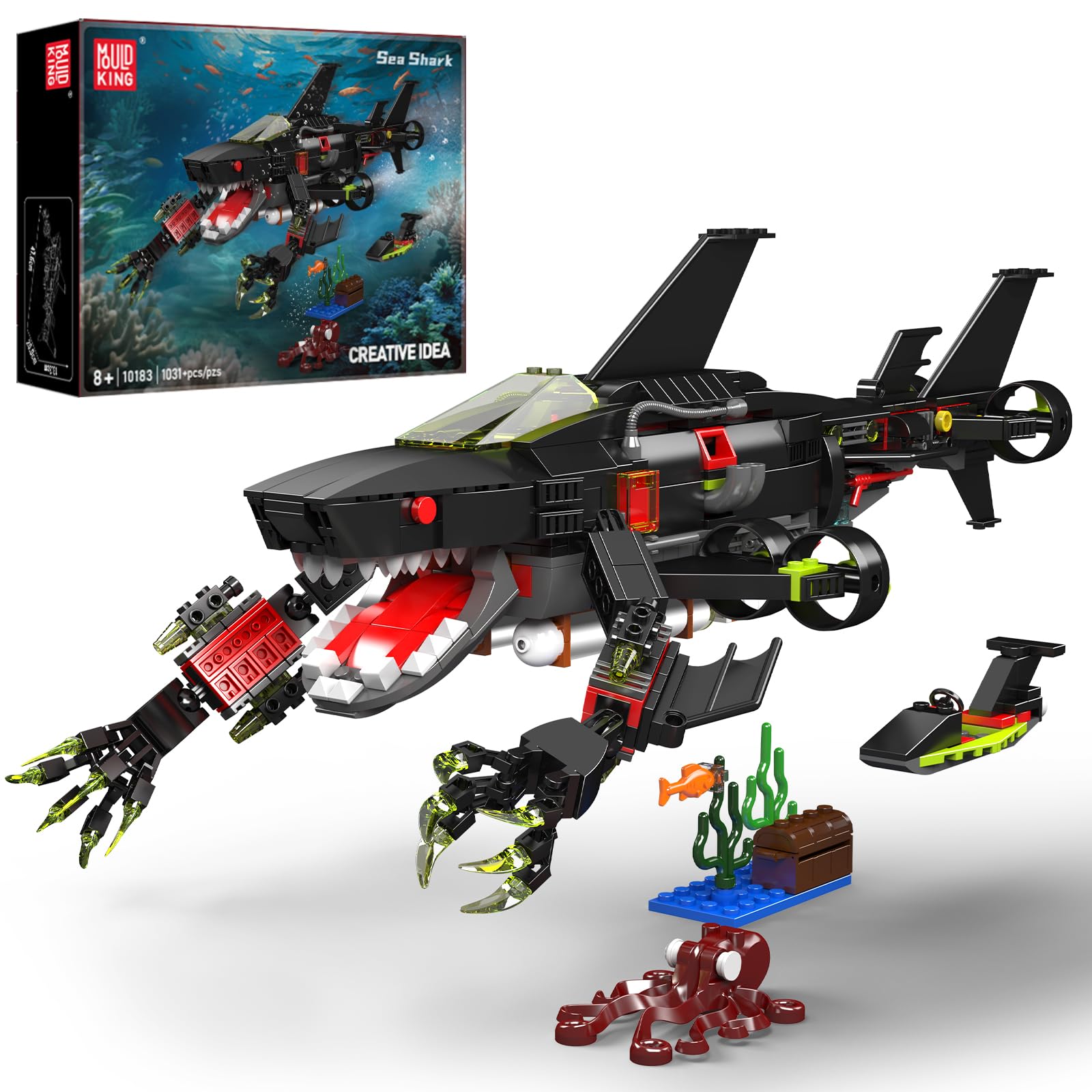 Amazon.com: Mould King Shark Building Block Set, Ideas Movable