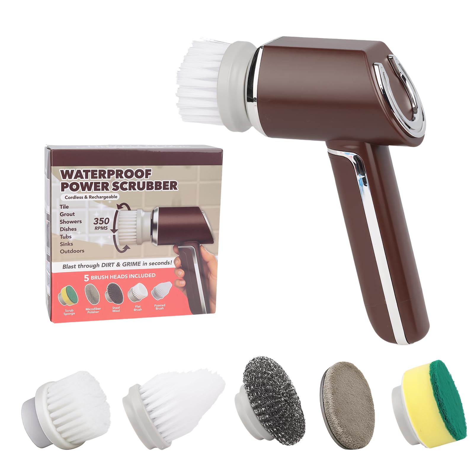 Brosse électrique étanche à main pour nettoyer la douche et la cuisine