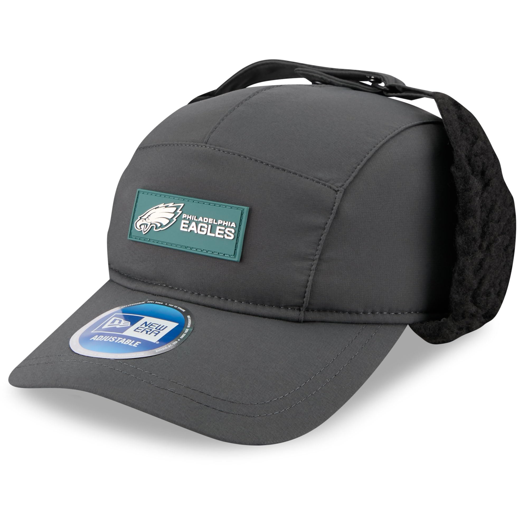 New Era Men's Philadelphia Eagles, Charcoal Charcoal Philadelphia Eagles 2025 Sideline Cold Weather Runner Dog Ear Adjustable Hat