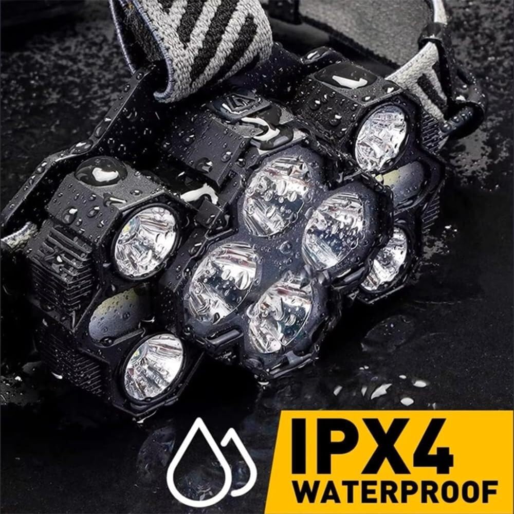 Lampe Frontale Rechargeable à 10 LED avec lumières Blanches et Rouges, idéale for Le Camping, Le Cyclisme, la Course à Pied, la pêche