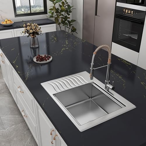 YENHOME Counter Top Peel and Stick Waterproof 17.7"X118" Glossy Marble Contact P