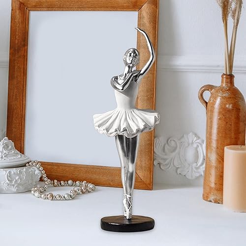 Miniatura 4 de Estatuas de bailarina, estatuillas de resina, figura de niña, escultura de bailarina de ballet para mesa de comedor, estantería, dormitorio,