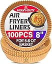 Air Fryer Paper Liners, 100PCS Non-stick Oil Resistant Air Fryer Parchment Paper Liners, 8 Inch Air Fryer Liners Disposable, Round Airfryer Liners for 5-8QT Air fryer, Baking, Roasting Microwave