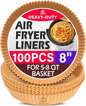 Air Fryer Paper Liners 100PCS Non-stick Oil Resistant Air Fryer Parchment Paper Liners 8 Inch Air Fryer Liners