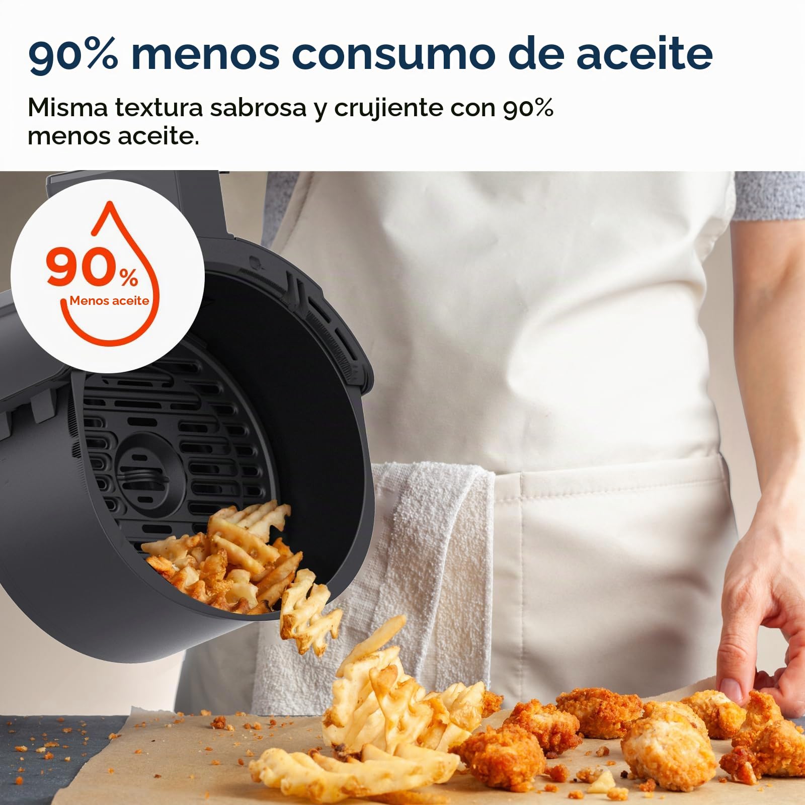 Freidora de aire caliente digital 1500W con 8 funciones preestablecidas, 3.5L, control de temperatura inteligente, negro