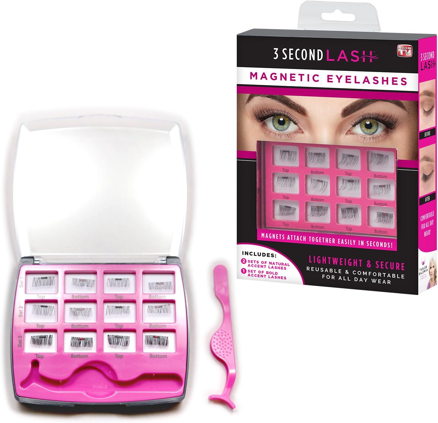 Allstar Innovations - 3 Second Lash Magnetic Eyelash Accents, Includes 2 Natural, 1 Bold Set of Lashes, As Seen on TV
