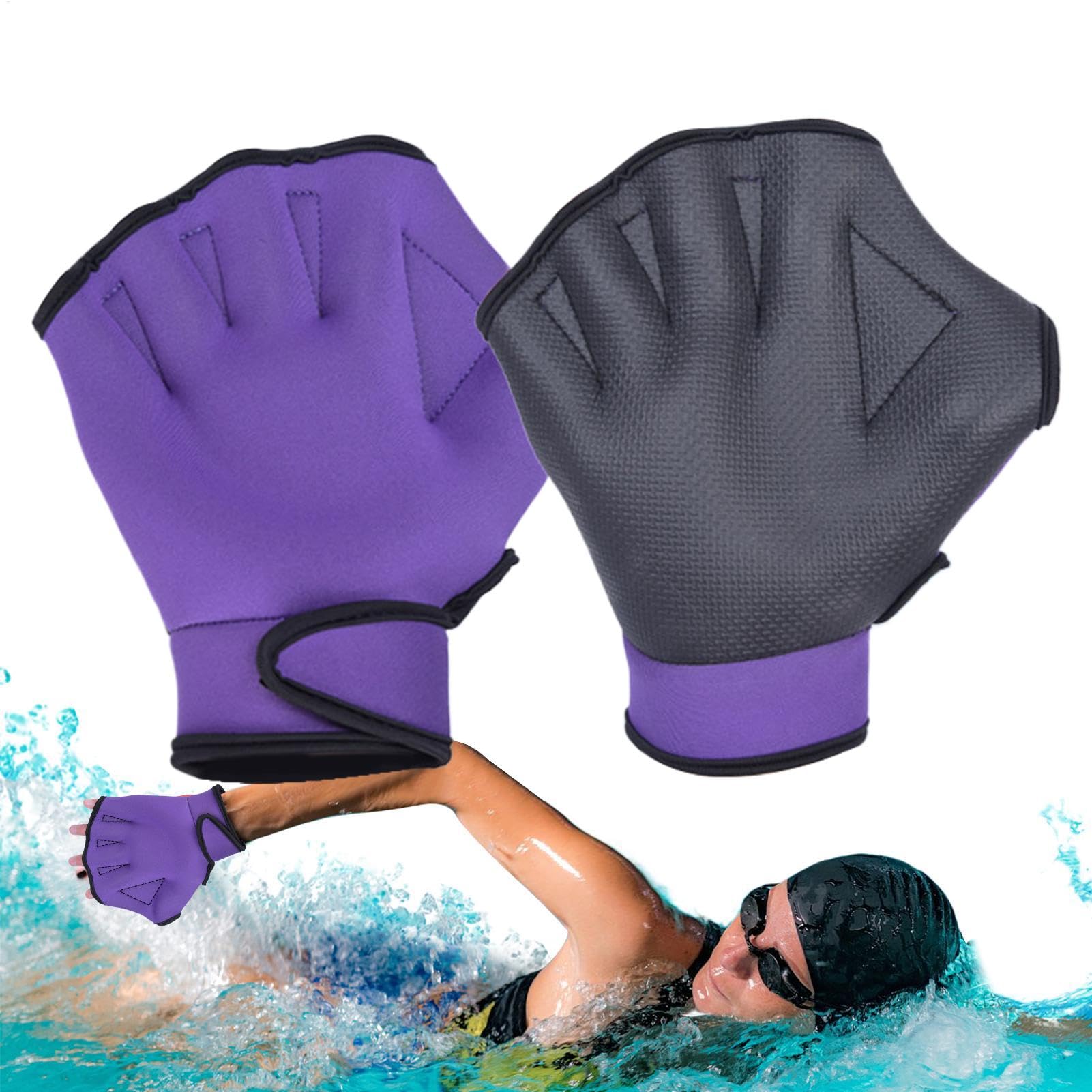 Swimming Gloves Webbed - Water Gloves Aquatic Mittens | Swim Training Water Diving Gear, Rubber Mittens No Fading for Men Women Children