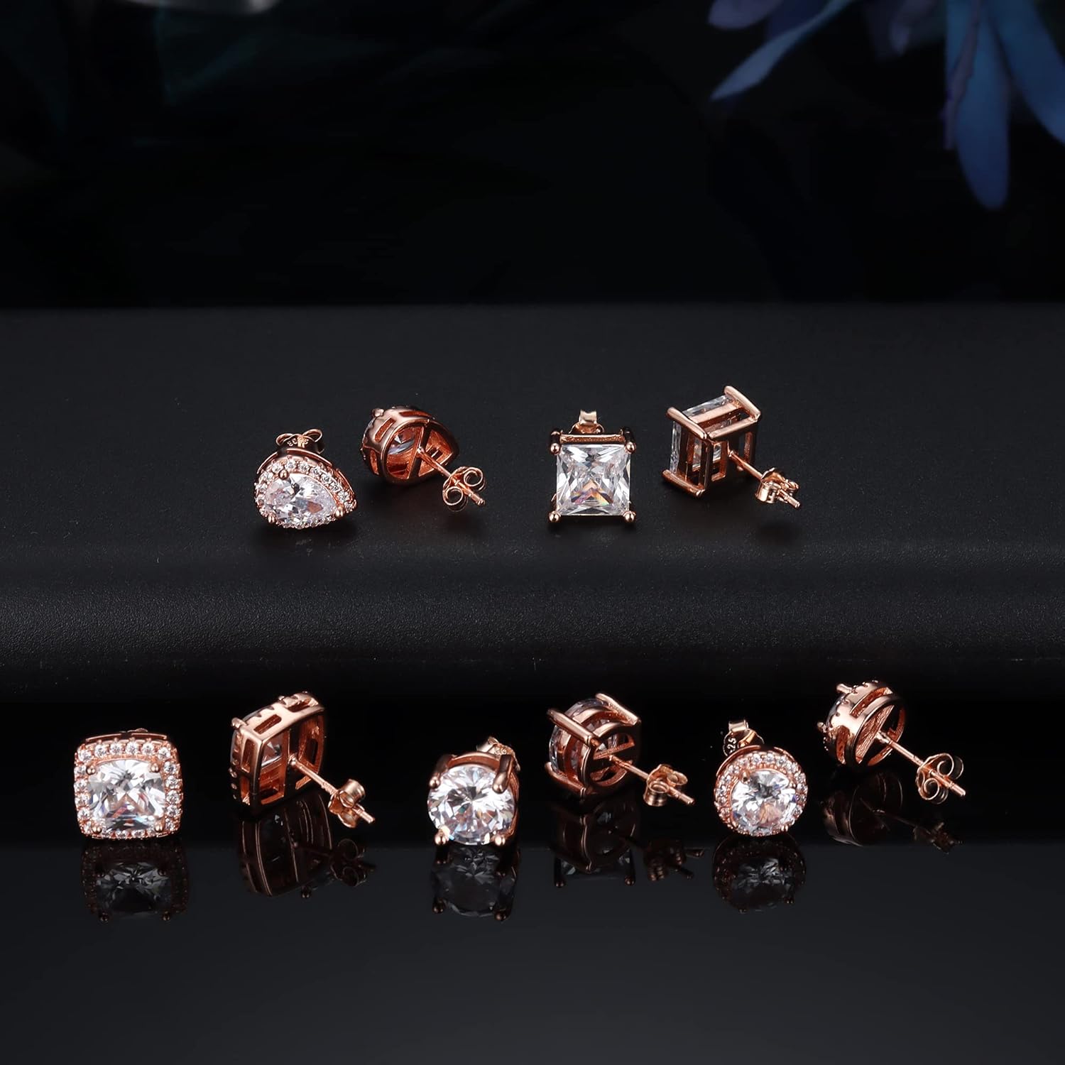 FASACCO 925 Sterling Silver Stud Earrings Large CZ Stud Earrings Fake Diamond Stud Earrings Silver Studs Set Cubic Zirconia Stud Earrings - Image 7