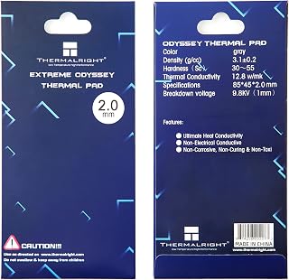 Thermalright Odyssey Thermal Pad 12.8 W/mK, 85x45x2mm, Heat Resistance, High-Temperature Resistance, Non-Conductive, Silicone Thermal Pads for Laptop Heatsink/GPU/CPU/LED/Gelid/PS4(85 * 45 * 2mm)