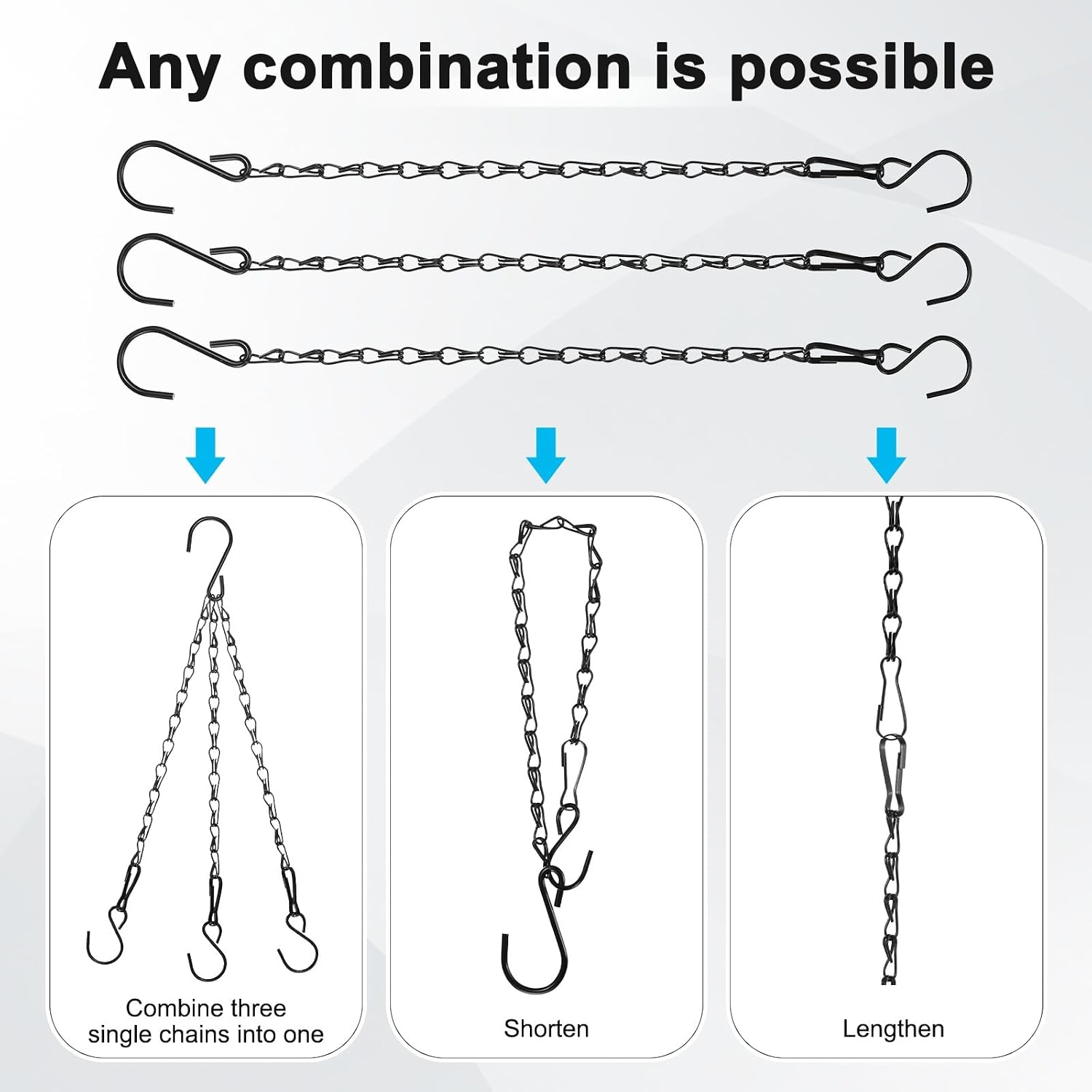 M METERXITY 6-Pack Chain for Hanging Plants 33cm/13in Iron Black image 5
