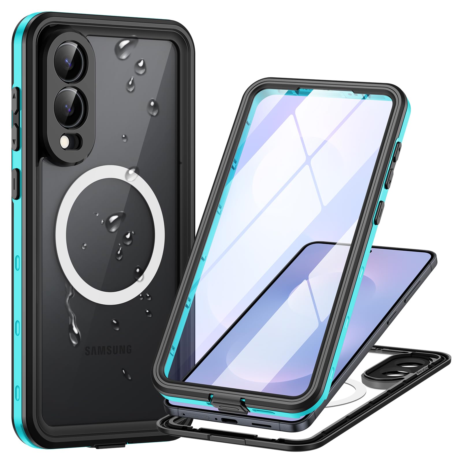 Focusor para Funda Samsung Galaxy S25 Edge Impermeable IP68, Magnética Carcasa 360 Grados Antigolpes Robusta Militar Completa Estanca Antipolvo Acuatica con Protector Pantalla Integrado, Azul
