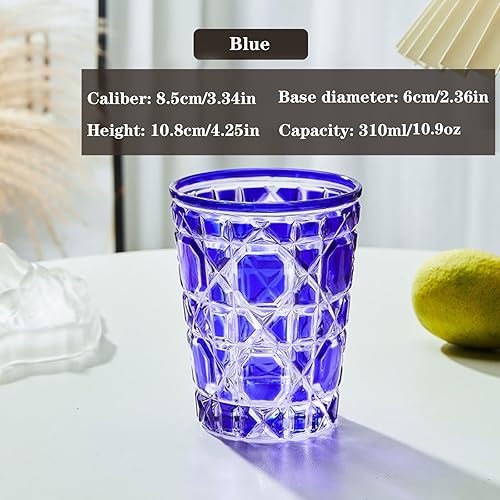 Miniatura 8 de Juego de vasos de whisky coloridos, vasos de bebida de 10.4 onzas, vasos de agua, 2 vasos de bar a cuadros dimensionales, juego moderno de vasos de