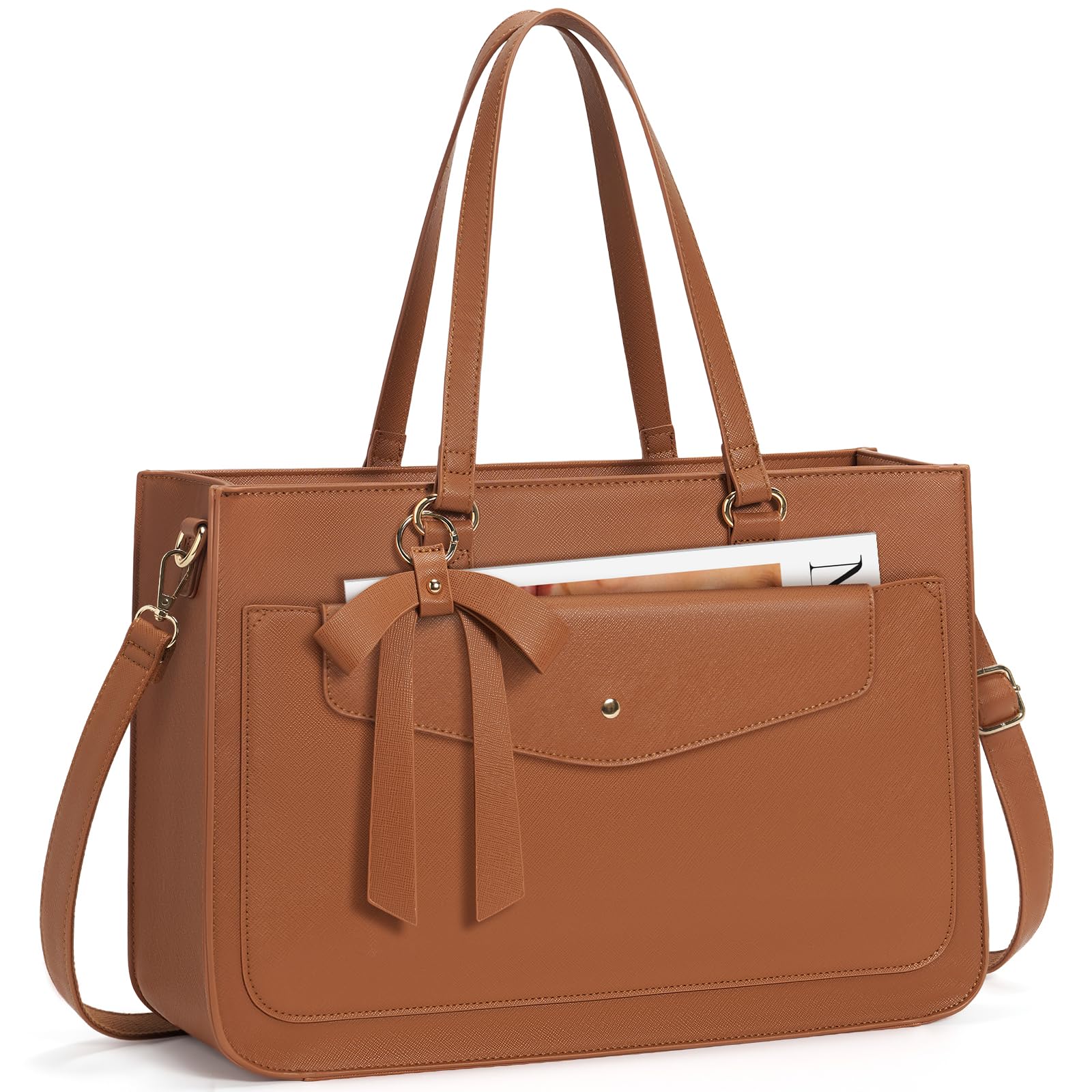 RAINSMORE Borsa da Lavoro Donna con Pochette Grande Borsa Porta PC 15.6 Pollici Borse Università Ufficio Pelle PU Borse Tote Shopper