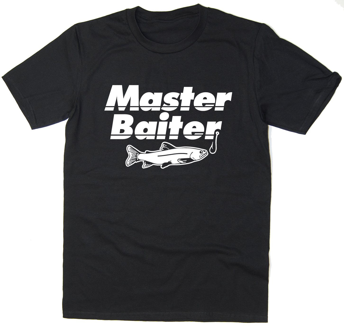 Rocket Fuel 'Master Baiter' Mens Funny Printed T-Shirt Black - XXL