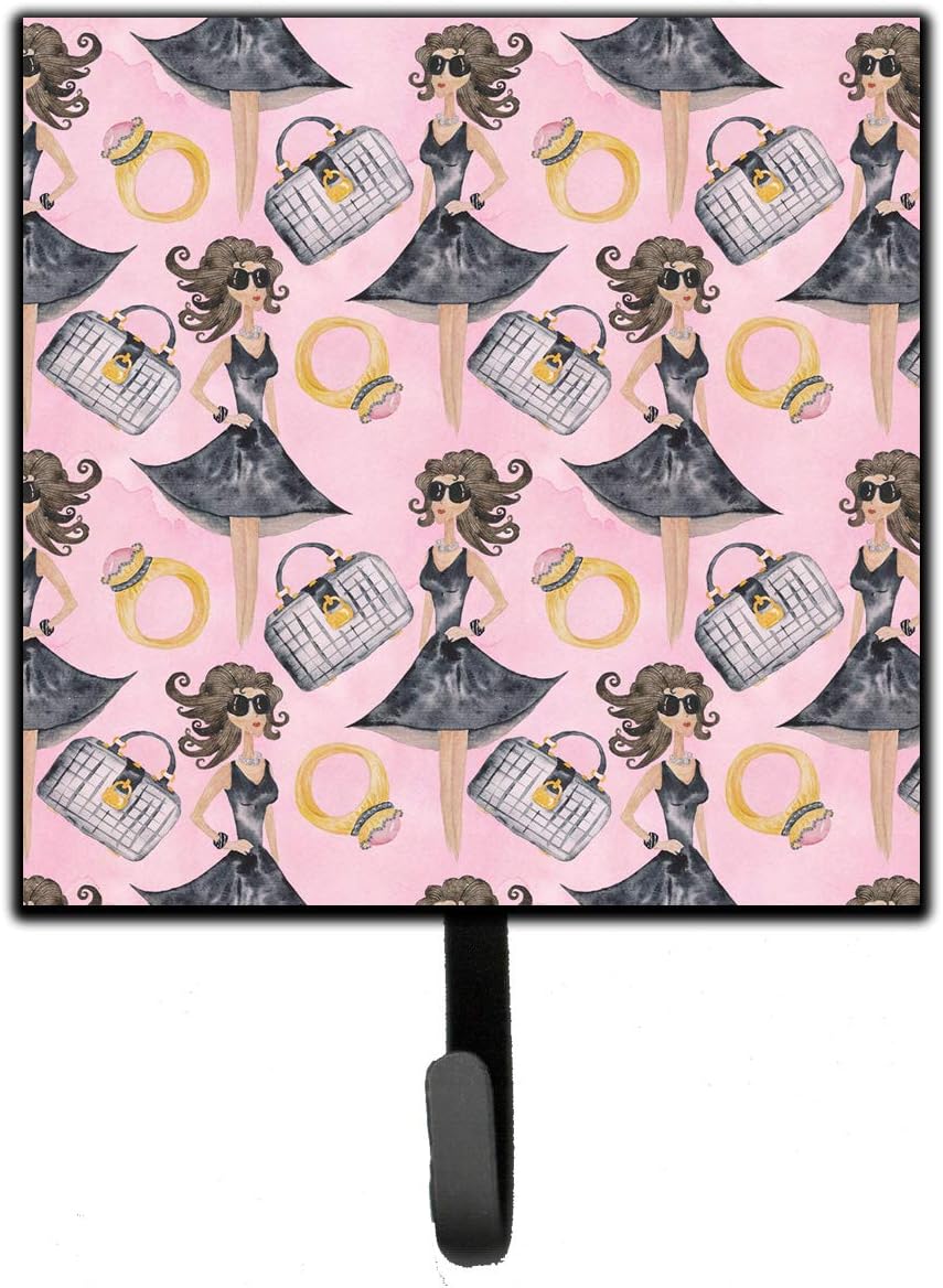 Caroline's Treasures BB7500SH4 Watercolor Fashion Diva on Pink Leash or Key Holder, Wall Hooks, Key Hooks Holder, Coat Rack Wall Mount, Coat Hooks, Hooks for Hanging Keys, Towels, Aprons, Leashes,