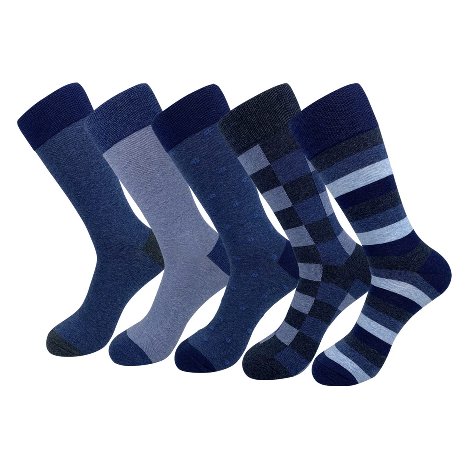 PAXAS Calcetines para Hombres Plus Size Casual Calcetines De Algodón del Tubo Medio De Negocios De Otoño E Invierno A Rayas A Cuadros Hombres Calcetines De Vestir (Color : 3, Size : EU41-48)
